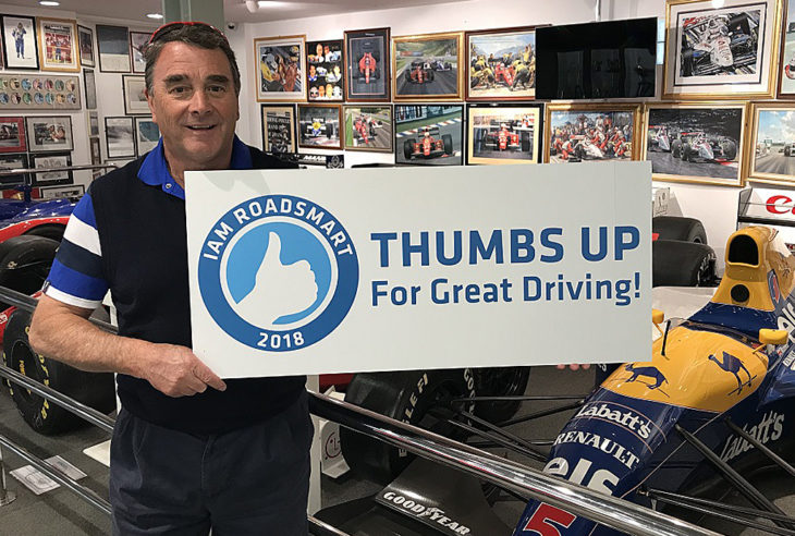 Nigel Mansell supports the IAM RoadSmart 'Thumps Up' campaign