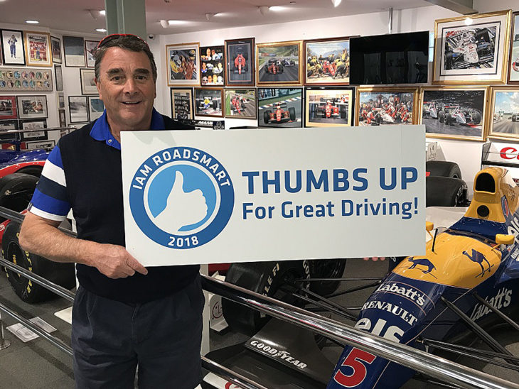 Nigel Mansell supports the IAM RoadSmart 'Thumps Up' campaign