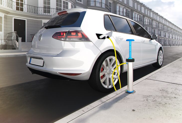 A CGI of the new Trojan Energy charge point, allowing discreet kerbside charging